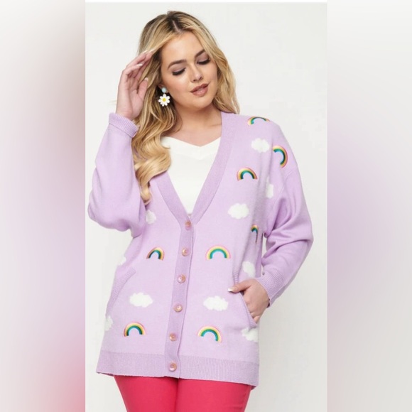 EUC Unique Vintage rainbow cardigan. XS/S - Picture 1 of 4